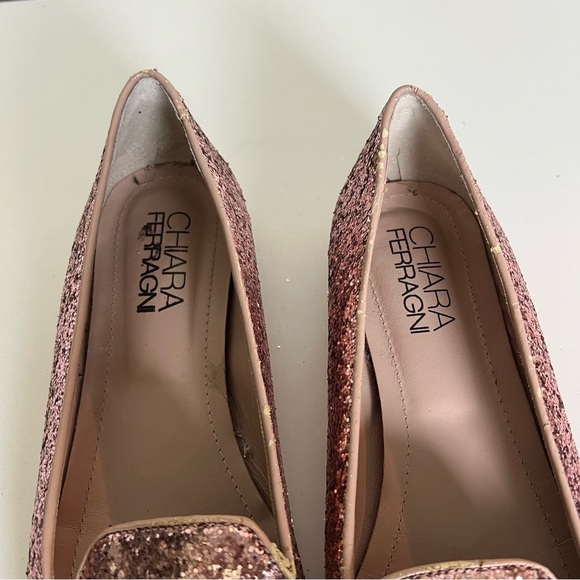 Chiara Ferragni Flirting Winking Eye Pink Glitter Ballet Flats Size 7 - Picture 8 of 11